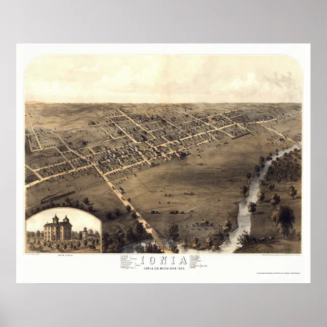 Ionia, MI Panoramic Map - 1868 Poster | Zazzle