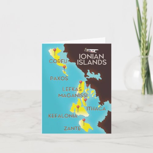 Ionian Islands map poster Holiday Card