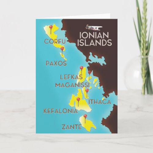 Ionian Islands map poster Holiday Card