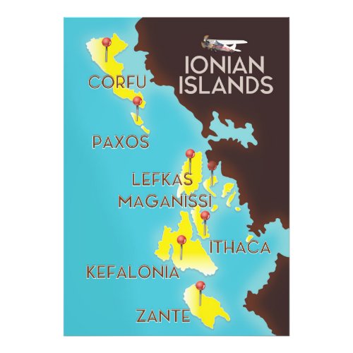 Ionian Islands map poster Photo Print