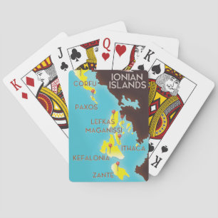 Ionian Islands map poster. Poker Cards