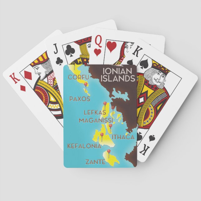 Ionian Islands map poster. Poker Cards (Back)
