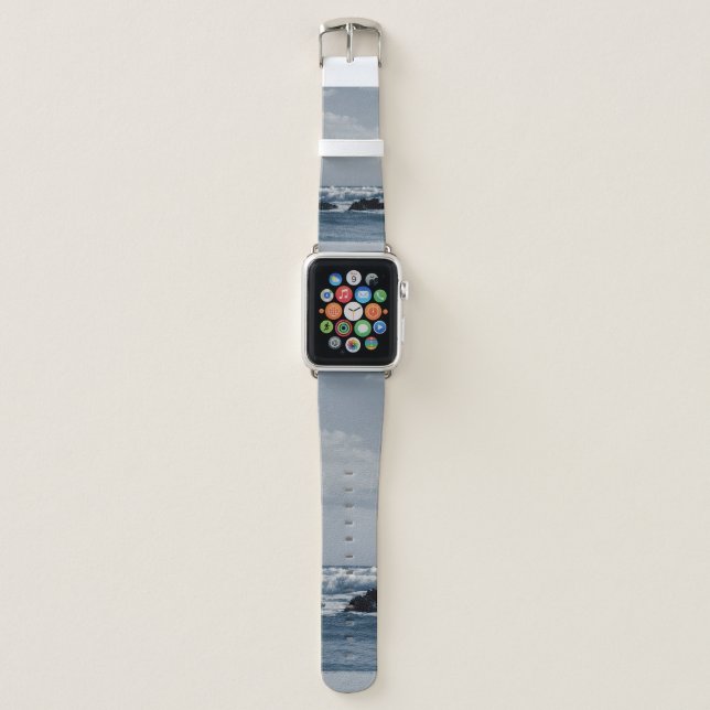Ionian sea agitated with foamy waves that collide  apple watch band (Front)
