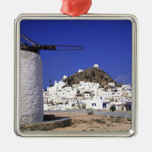 Ios, Greece. The beautful and crisp, white and Metal Ornament
