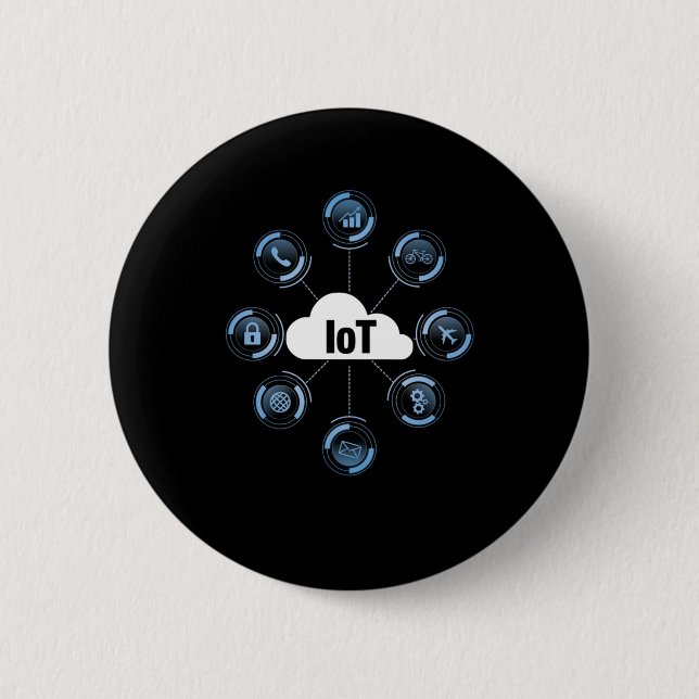 IOT Internet Of Things Machine Learning Cloud Gift Button (Front)