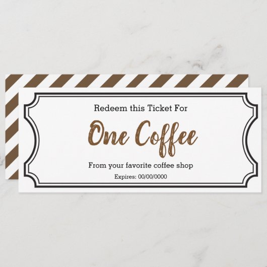 IOU Love Gift Ticket One Coffee editable (Front/Back)