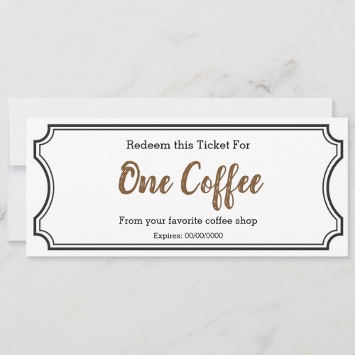 IOU Love Gift Ticket One Coffee editable