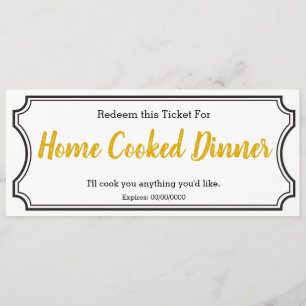 IOU Love Gift Ticket One Dinner editable yellow Menu