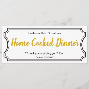 Iou Love Gift Ticket One Dinner Editable Yellow Menu by LaurEvansDesign at Zazzle