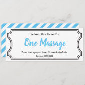 IOU Love Gift Ticket One Massage editable sky blue (Front/Back)