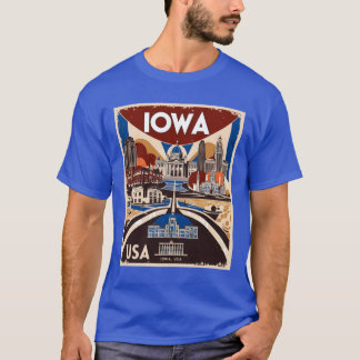 Iowa 1950s USA Vintage Retro Tourism T-Shirt