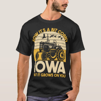 Iowa American Farmer Midwest Corn Retro Sunset Tra T-Shirt