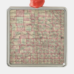Iowa and Nebraska Metal Ornament