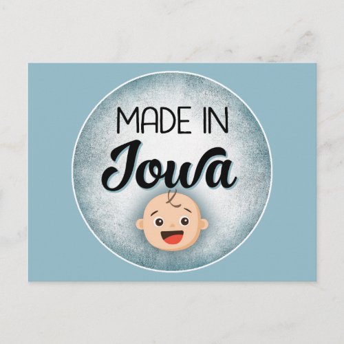Iowa Baby Funny Blue New Boy Postcard