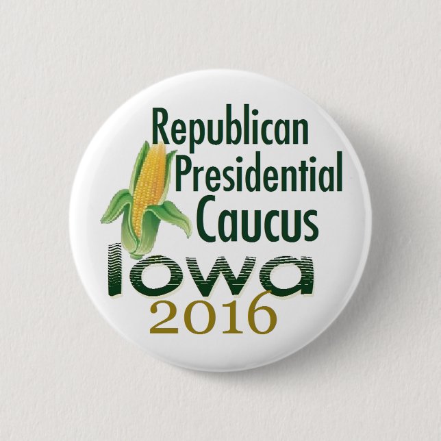 IOWA CAUCUS 2016 PINBACK BUTTON (Front)