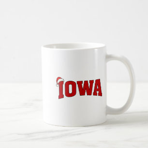 Iowa Christmas Santa Hat Retro Throwback Souvenir Coffee Mug