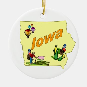 Iowa Christmas Tree Ornament by slowtownemarketplace at Zazzle
