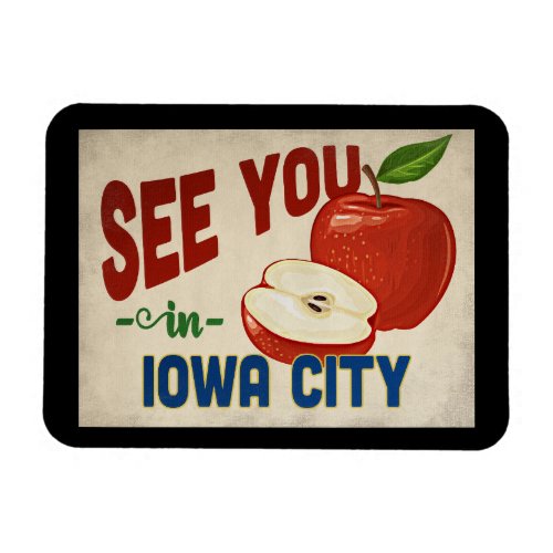 Iowa City Iowa Apple _ Vintage Travel Magnet