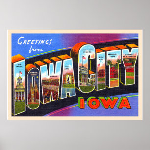 Iowa City Iowa IA Vintage Large Letter Postcard Poster