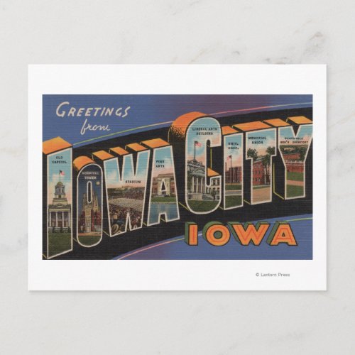 Iowa City Iowa _ Large Letter Scenes Postcard