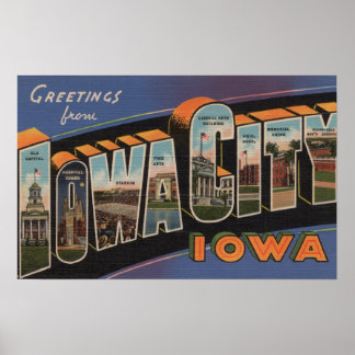 Iowa City, Iowa - Large Letter Scenes Poster