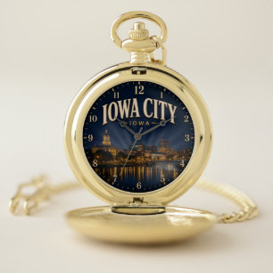 Iowa City Midwest College Town Decor Pocket Watch