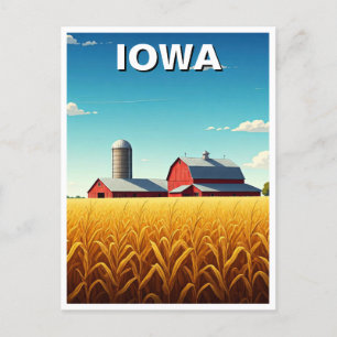Iowa Cornfield Red Barn Postcard