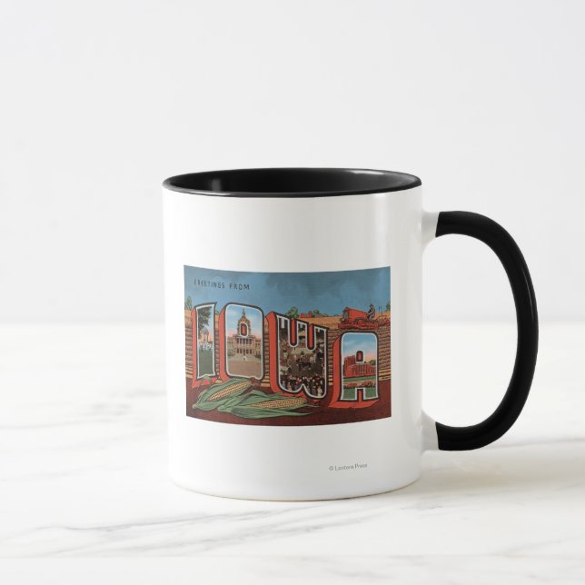 Iowa (Cornfields & Corn) - Large Letter Scenes Mug (Right)