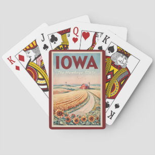 Iowa Countryside Illustration Travel Art Vintage Poker Cards