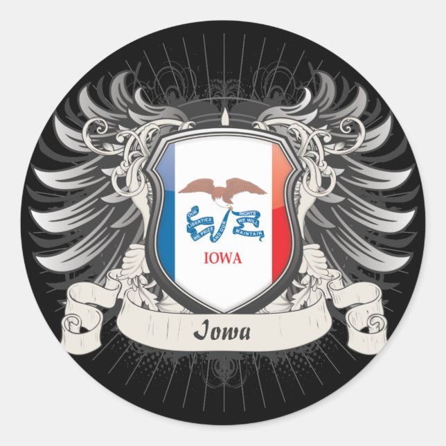 Iowa Crest Classic Round Sticker (Front)