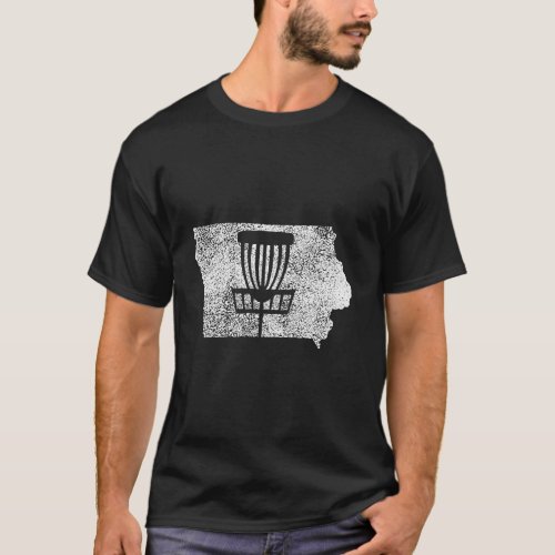 Iowa Disc Golf State With Basket Distressed Graphi T_Shirt