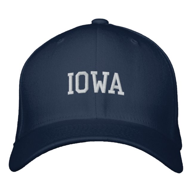 Iowa Embroidered Flexfit Wool Cap Navy (Front)