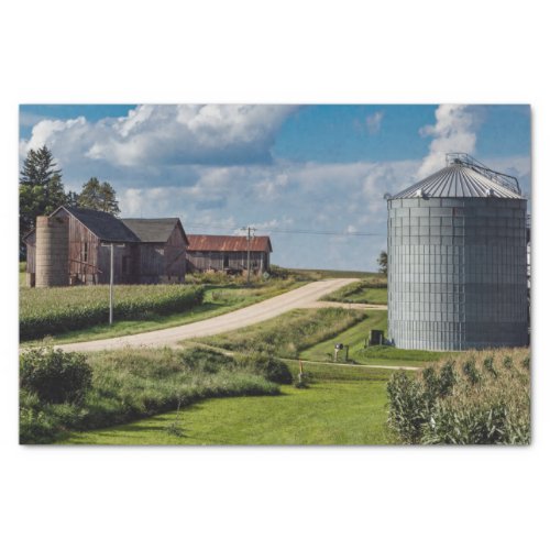 Iowa Farm Cornfields and Grain Bin Tissue Paper