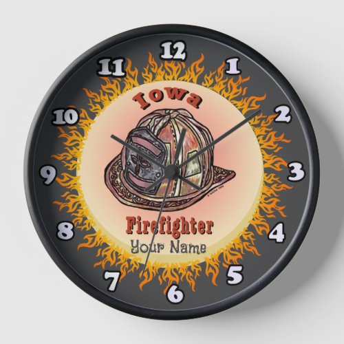 Iowa Firefighter custom name clock