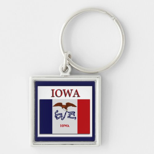 Iowa Flag Design Premium Keychain