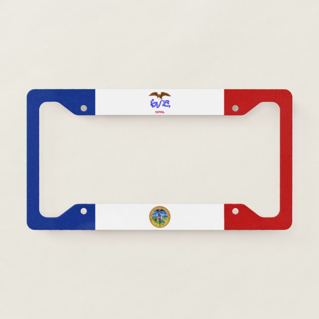 Iowa flag-seal license plate frame (Front)