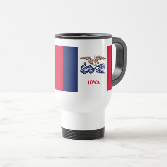 Iowa flag travel mug (Front Right)