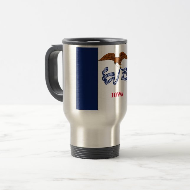 Iowa Flag Travel Mug (Front Left)