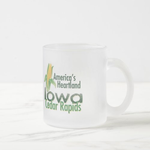 IOWA FROSTED GLASS COFFEE MUG