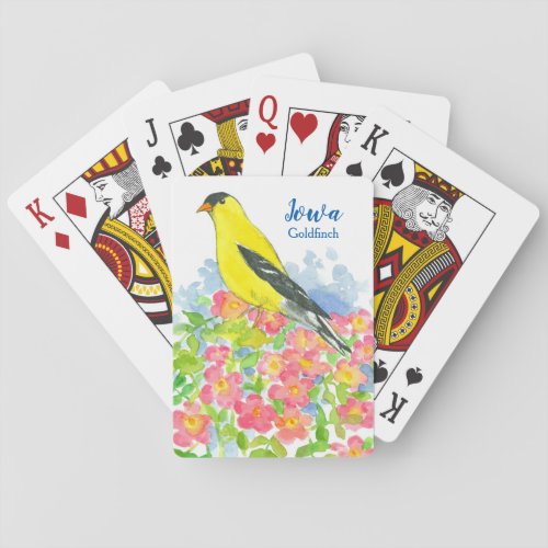 Iowa Goldfinch State Bird Pink Roses Playing Cards