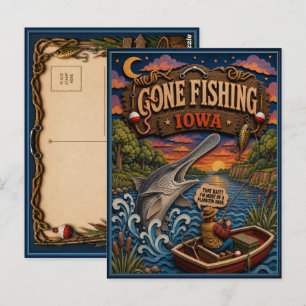 Iowa Gone Fishing American Paddlefish Postcard