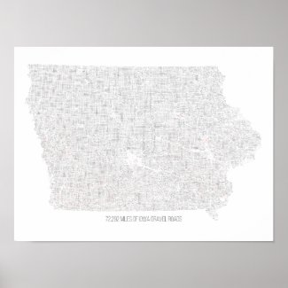 Iowa Gravel Roads Map Poster