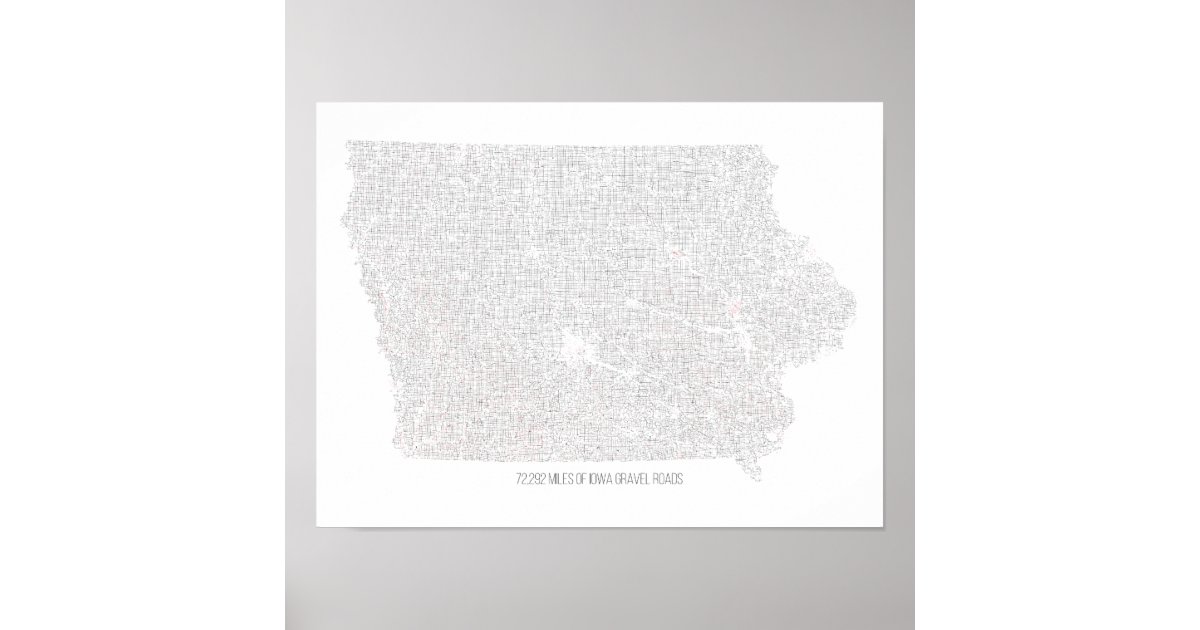 Iowa Gravel Roads Map Poster Zazzle