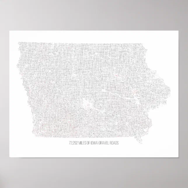 Iowa Gravel Roads Map Poster Zazzle