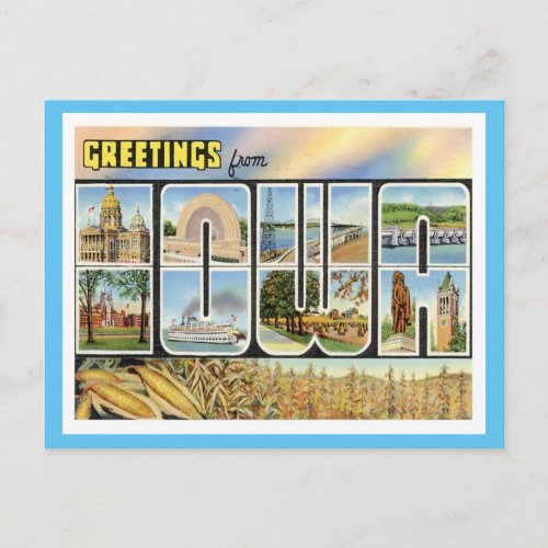 Iowa Greetings From US States Postcard
