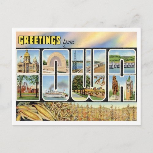 Iowa Greetings From US States Postcard