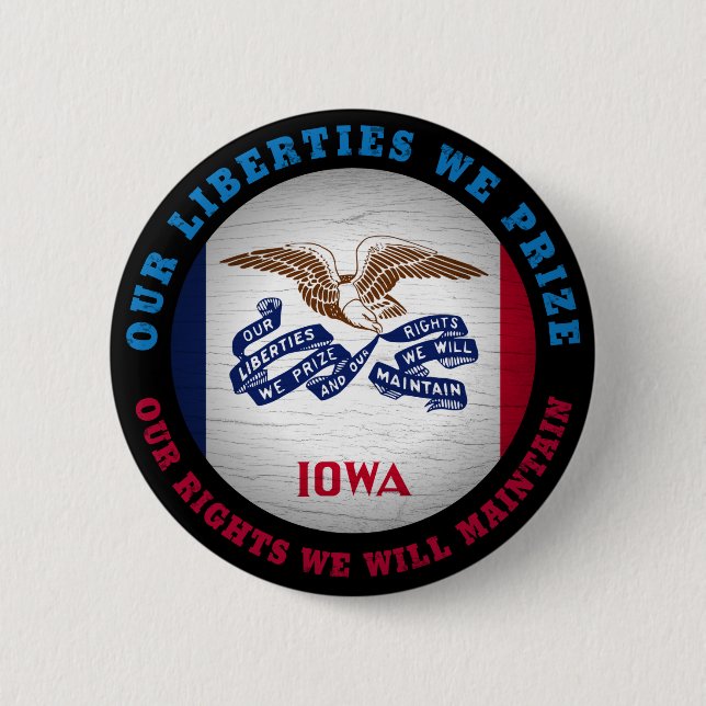 IOWA HAWKEYE STATE FLAG BUTTON (Front)