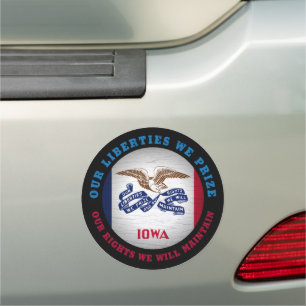 IOWA HAWKEYE STATE FLAG CAR MAGNET