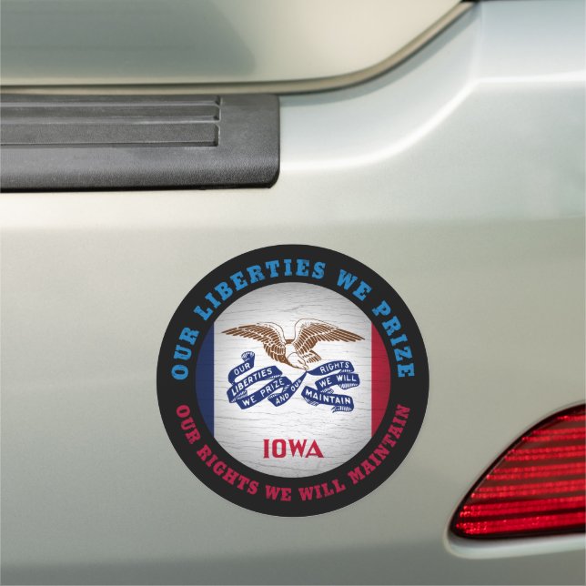 IOWA HAWKEYE STATE FLAG CAR MAGNET (In Situ)