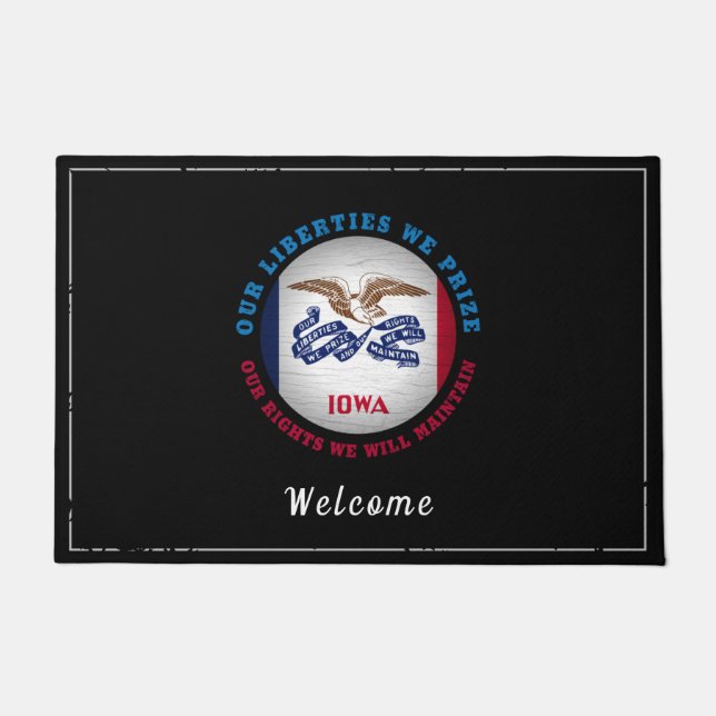 IOWA HAWKEYE STATE FLAG DOORMAT (Front)